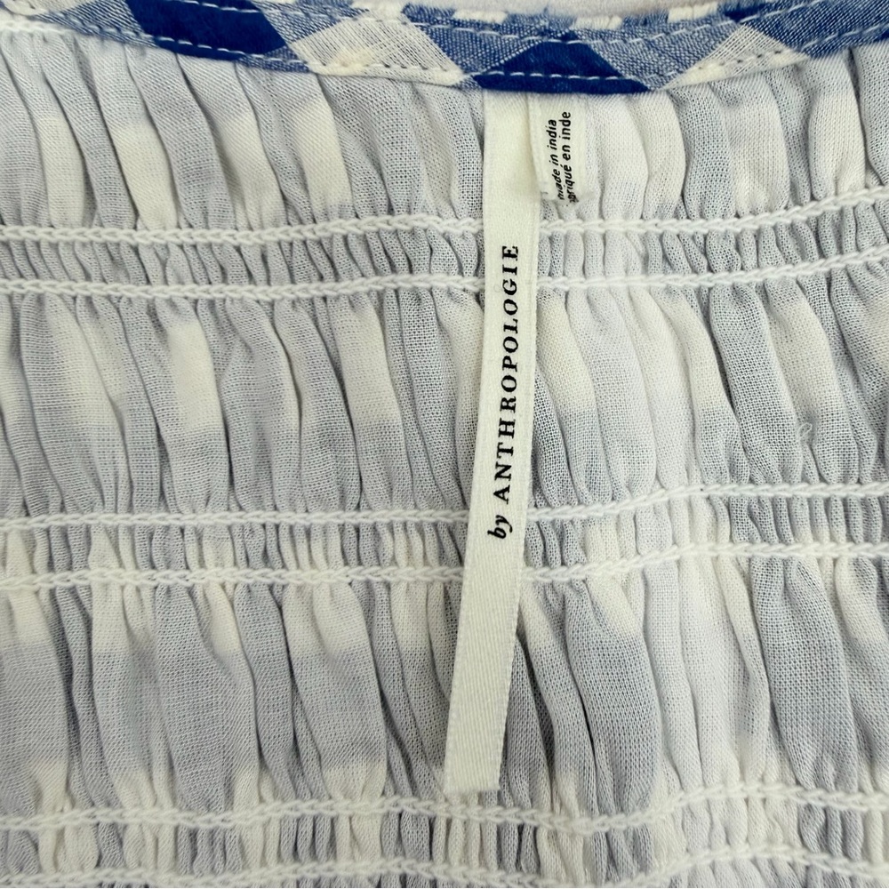 Anthropologie Size 1X Peregrine Blue & White Checkered Gingham Mini Dress - Picture 8 of 15